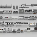 Diverse Collection of Modern Kitchen Appliances Including Stoves Ovens Refrigerators Hoods and More