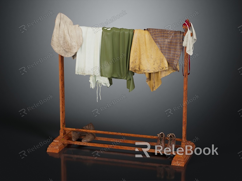 Modern Clothes Hanger Clothes Rack Wooden Clothes Rack Iron Rack model