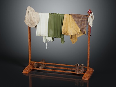 Modern Clothes Hanger Clothes Rack Wooden Clothes Rack Iron Rack model