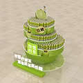 Green Commercial Display Stand for Low Sugar Lemon Tea Beverage Retail Store