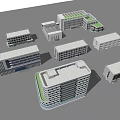Various Office Building Models With Different Designs Shapes Structures And Green Roofs 3d model