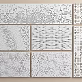 White Decorative Wall Panels With Various Perforated Dot Patterns And Modern Design 3d model