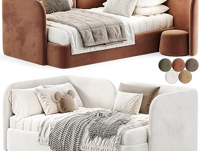Stylish Modern Sofa Bed With Soft Pillows Cozy Blanket And Multiple Colors 3d model