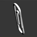 Shiny Silver Metallic Paperclip Standing On Black Background With Reflection 3d model