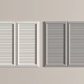 White and Gray Double Panel Shutters on Beige Wall Background Design 3d model