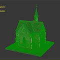 Cartoon Church Scene With Yellow Exterior Red Roof And Spire Tower