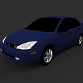 Blue Four Door Sedan Car With Silver Wheels And Black Windows