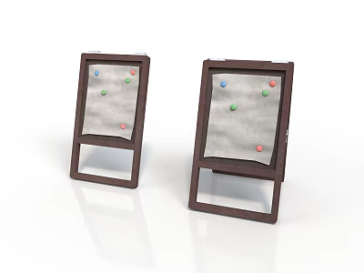 Realistic style display stand paper color thumbtacks wooden frame furniture furniture realistic cartoon 3d model