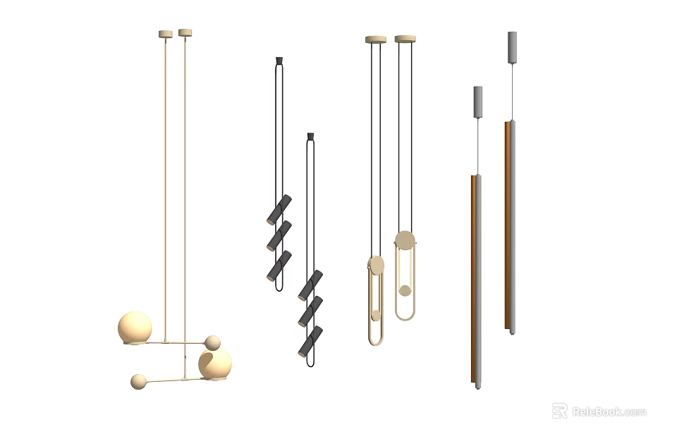 Modern Elegant Chandeliers With Various Hanging Styles And Geometric Shapes 3d model 