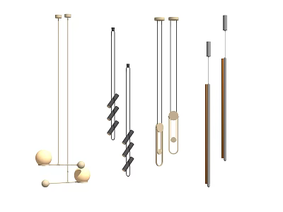 Modern Elegant Chandeliers With Various Hanging Styles And Geometric Shapes 3d model
