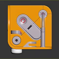 Orange Mechanical Frame With Silver Metal Parts And Interactive Components Design