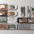 Modern Geometric Wall Decor with Colorful Patterns and Linear Shapes 3d model