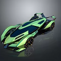 Green Supercar With Streamlined Design Large Wheels And Modern Futuristic Shiny Body