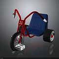 Red Frame Blue Seat Children's Tricycle With Black Tires White Grips And Number 11 On Frame