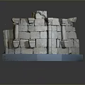 Ancient Stone Fortress Structure With Stacked Blocks Columns And Blue Base 3d model