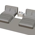 Single bed bedside table 3d model