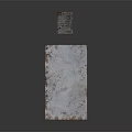 Rusty Metal Table With Gray Tabletop Rusty Edges White Pillars And Red Bases