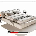 Elegant Modern Double Bed With Upholstered Headboard Bedside Tables And Beige Bedding 3d model