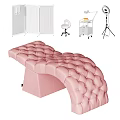 Medical Equipment Collection Featuring Tufted Massage Table Adjustable Lamp Rolling Cart And Round Lamp Stand