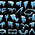 Variety Of Blue Icicle Decorations With Various Shapes For Winter Ornaments