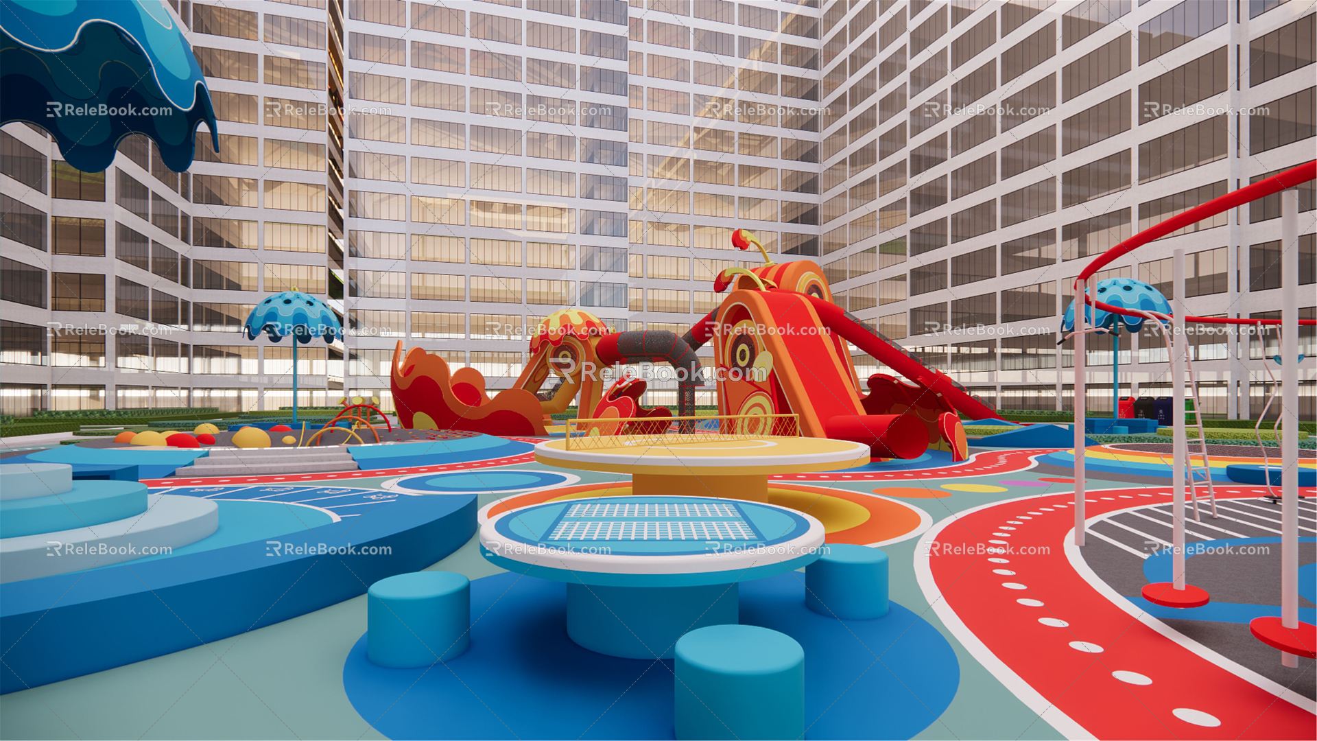 Modern Children's Play Area Children's Activity Area Curved Octopus 3d model