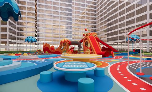 Modern Children's Play Area Children's Activity Area Curved Octopus 3d model