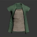 Green Sleeveless Jacket With Collar White Inner Top And Black Zipper
