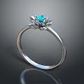 Elegant Silver Ring With Blue Gemstone And Decorative Metallic Band Design 3d model