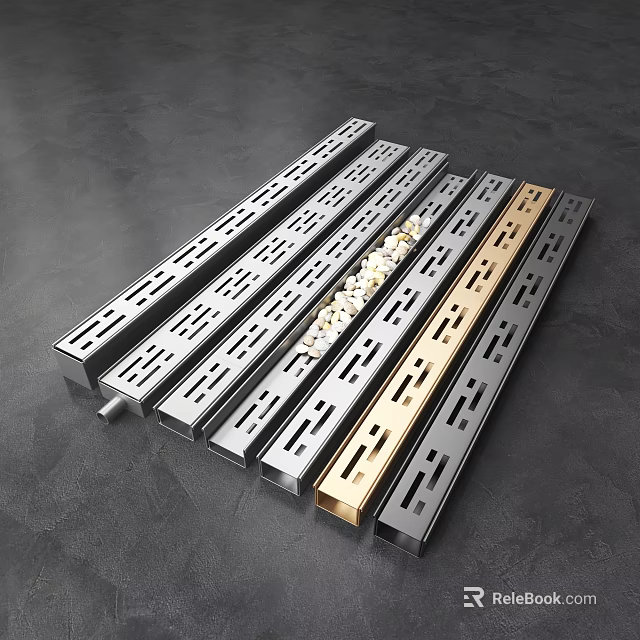 Silver And Gold Perforated Metal Strips For Industrial Drainage Applications 3d model 