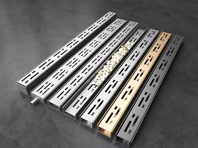 Silver And Gold Perforated Metal Strips For Industrial Drainage Applications 3d model