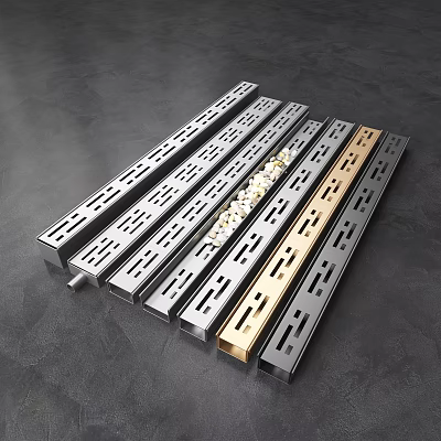 Silver And Gold Perforated Metal Strips For Industrial Drainage Applications 3d model