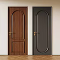 Brown Wooden And Black Interior Doors With Arch Panel And Gold Handles