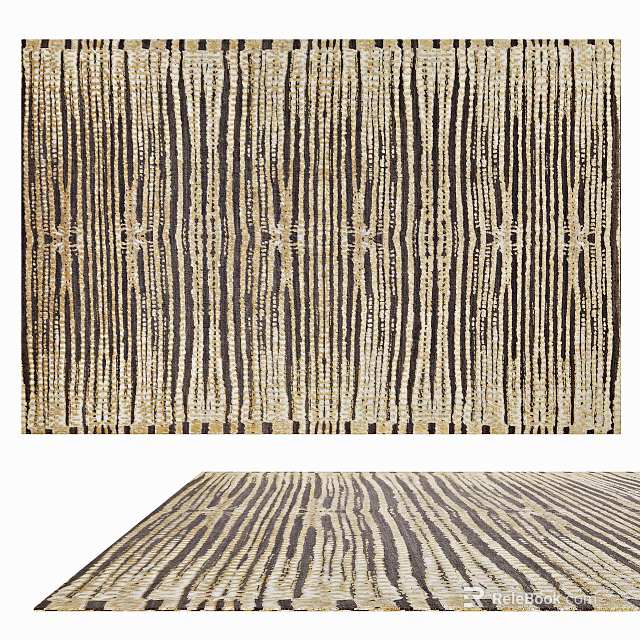 Square Decorative Rug With Vertical Striped Pattern In Earth Tones 3d model 