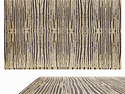 Square Decorative Rug With Vertical Striped Pattern In Earth Tones 3d model