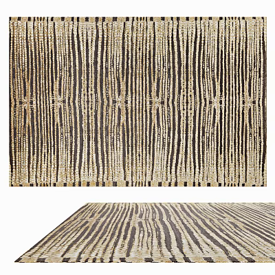 Square Decorative Rug With Vertical Striped Pattern In Earth Tones 3d model