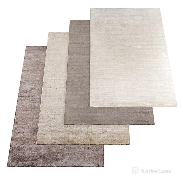 Multiple Modern Square Rugs With Soft Textured Surfaces In Neutral Tones 3d model