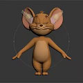 Cute Brown 3D Cartoon Mouse Character With Large Shiny Ears In Standing Pose