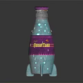 Quantum Blue Beverage in Transparent Glass Bottle with Vibrant Liquid on Dark Background