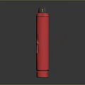 Red Gas Cylinder With Black Cap And Surface Label On Gray Background
