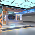Futuristic Reception Interior Design With Modern Desk And Advanced Lighting Features 3d model
