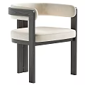 Modern Single Chair With Dark Wooden Frame And Beige Cushion Design