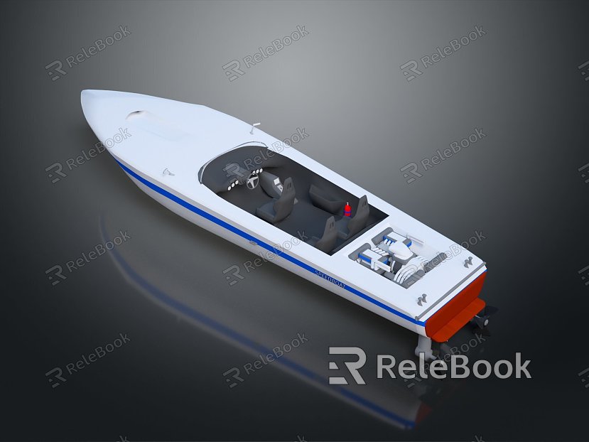 Modern yacht motorboat racing game motorboat model