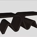 Modern Dark Wood Coffee Table With Sleek Wavy Base Design Structure 3d model