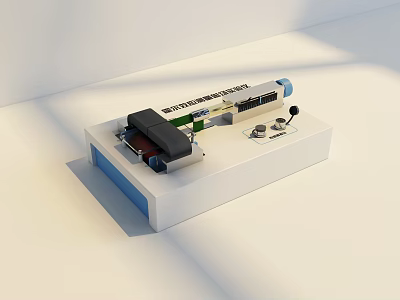 Industrial Equipment With Conveyor Belt Control Panel Mechanical Components And White Base 3d model