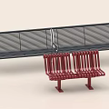 Black and Red Public Chairs With Slatted Design For Outdoor Seating