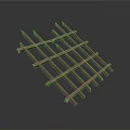 Outdoor Wooden Lattice Fence Structure With Cross Slats And Support Beams
