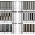 Modern Building Facade Design With Metal Panels And Rectangular Vertical Slats 3d model
