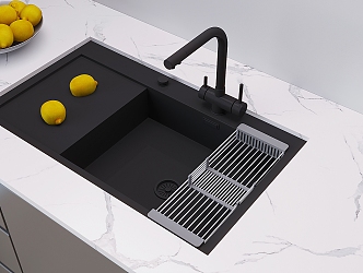 Built-in sink stainless steel sink dishwashing basin faucet drain basket 3d model