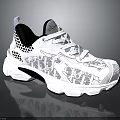Modern White Sports Sneakers With Black Accents Mesh Details Patterned Upper And Structured Sole