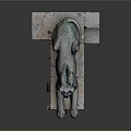 Winged Lioness Cat Shaped Bronze Colored Sculpture Carving With Intricate Pedestal Details